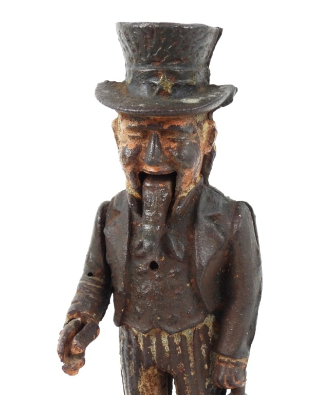 Antique Uncle Sam Mechanical Cast Iron Bank - 3