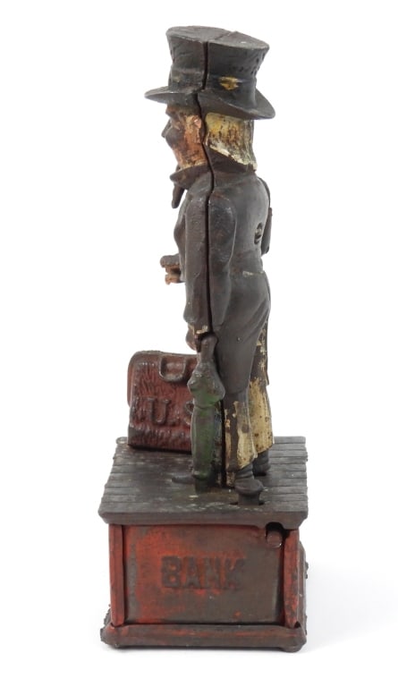Antique Uncle Sam Mechanical Cast Iron Bank - 5