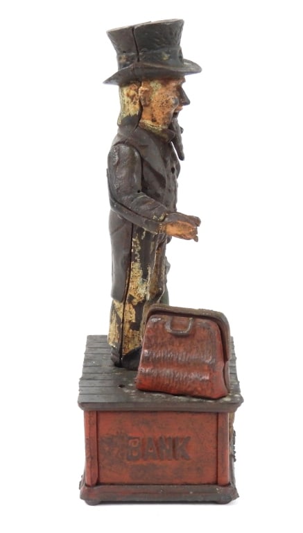 Antique Uncle Sam Mechanical Cast Iron Bank - 7