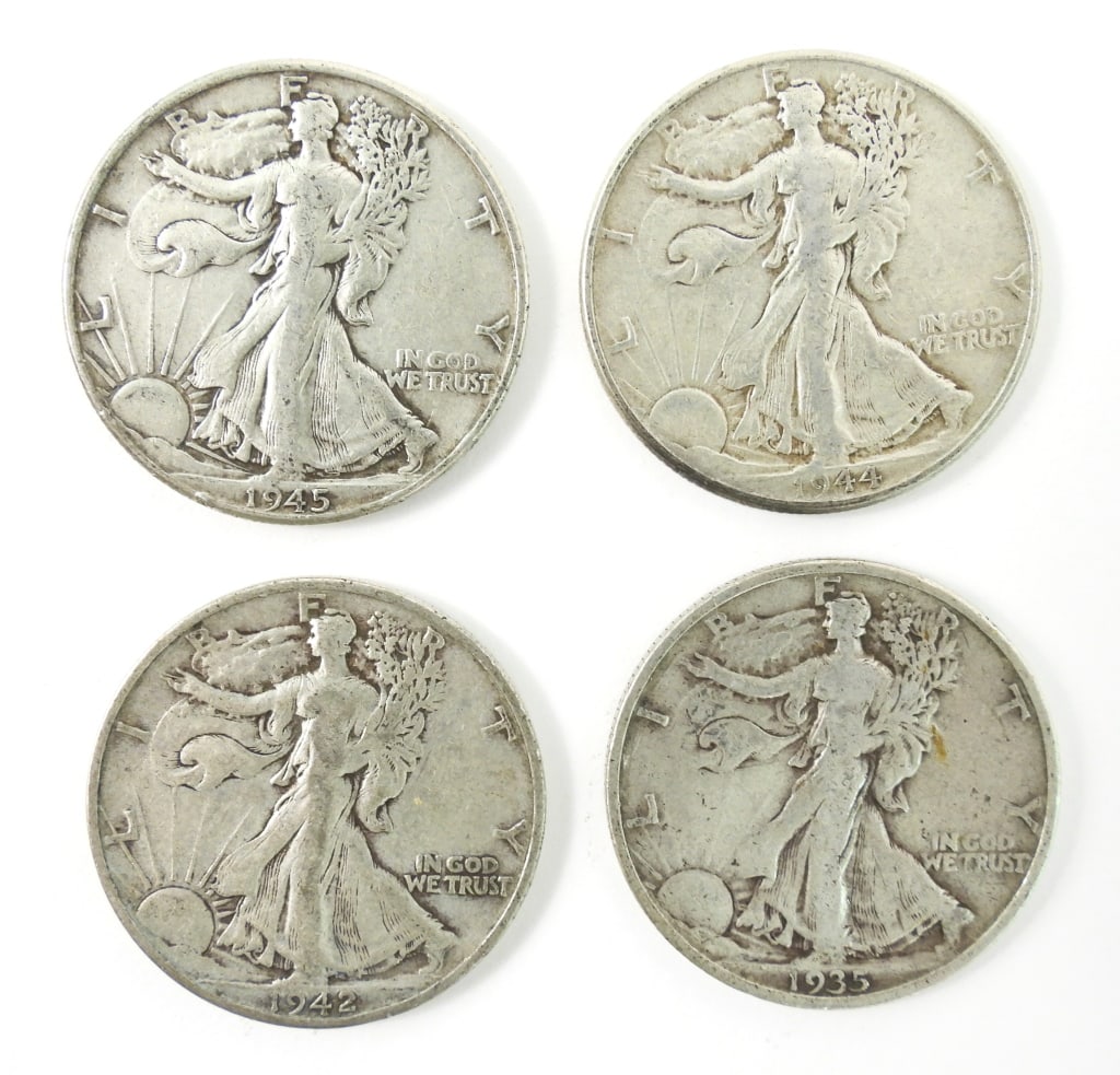 7 Circulated Silver Liberty Walking Half Dollars - 2