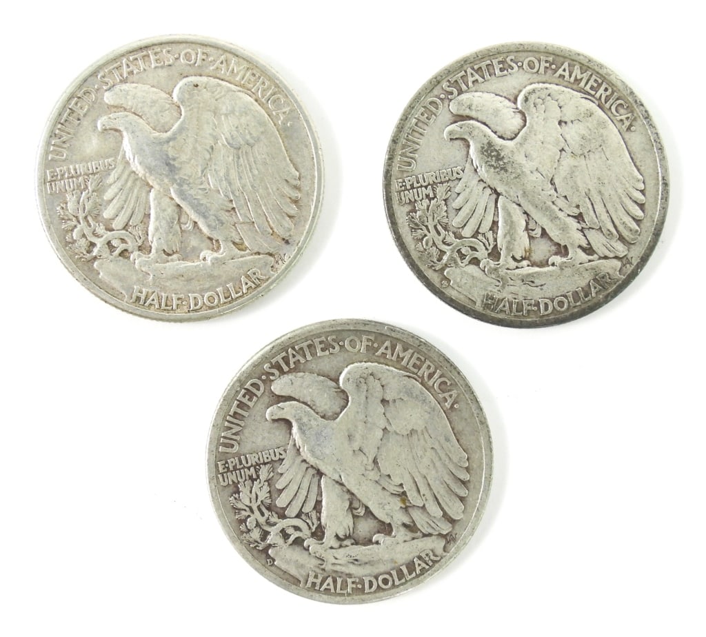 7 Circulated Silver Liberty Walking Half Dollars - 5