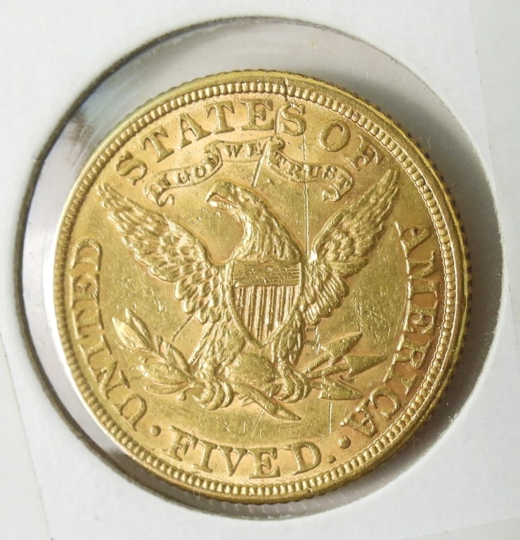1881 U.S. Gold $5 Coronet Head Half Eagle - 3