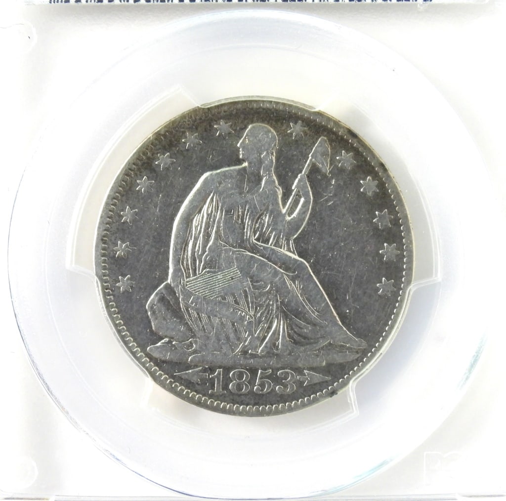 1853 Arrows & Rays Silver Half Dollar - 2