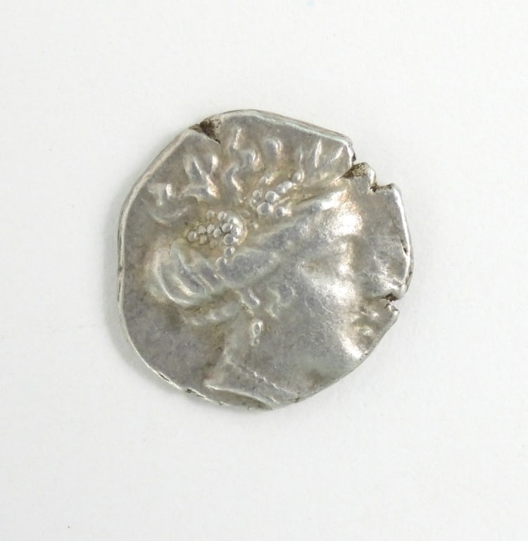 Silver Euboea Histiaia Tetrobol Coin: Silver Euboea Histiaia Tetrobol coin produced during the 3rd and 2nd Century BC.