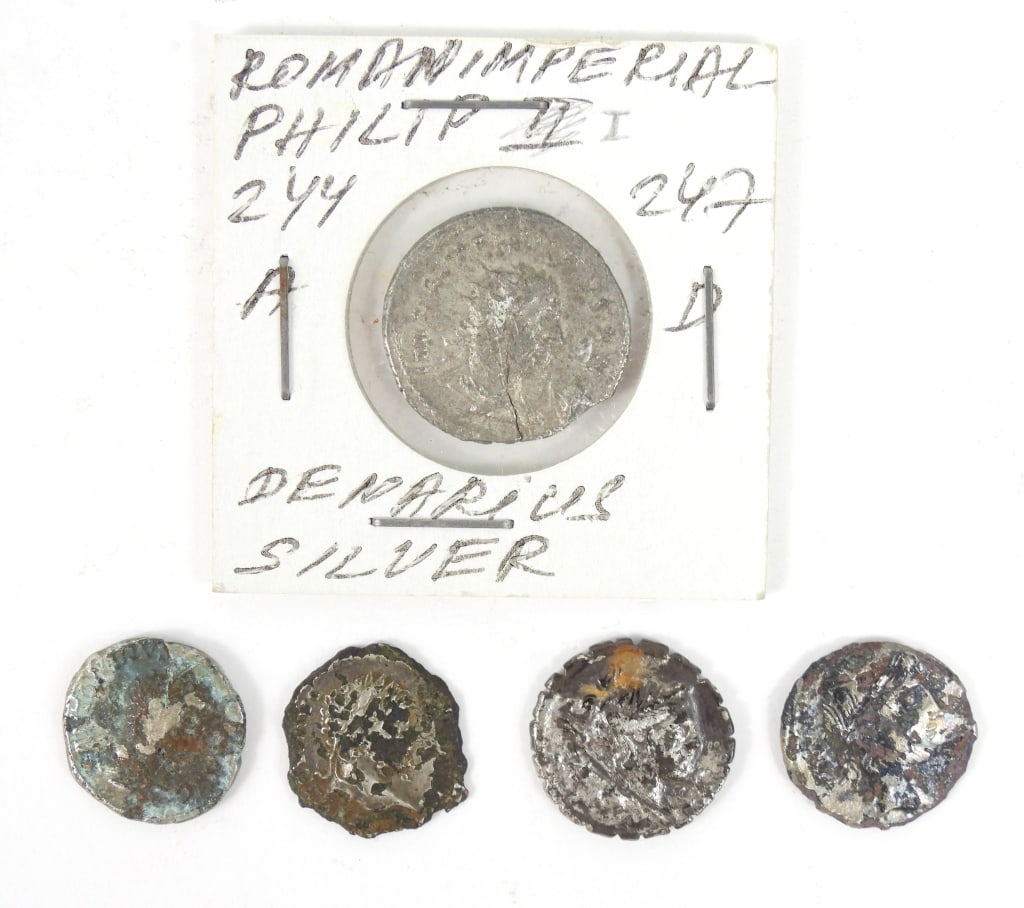 5 Silver Wash Late Roman Denarius Coins (1 of 5)