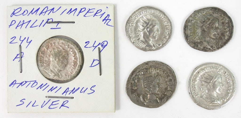 Group of 5 Silver Assorted Roman Antoninianus: Group of 5 silver assorted Roman Antoninianus.