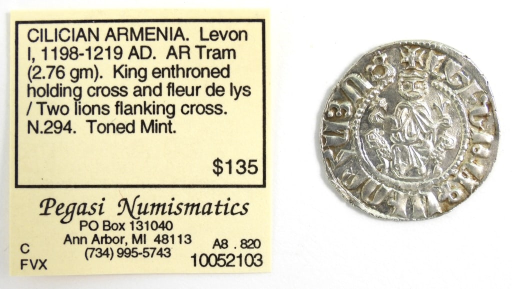 Silver Tram Cilicia Armenian Coin: Silver Tram Armenian Coin from the Kingdom of Cilicia.