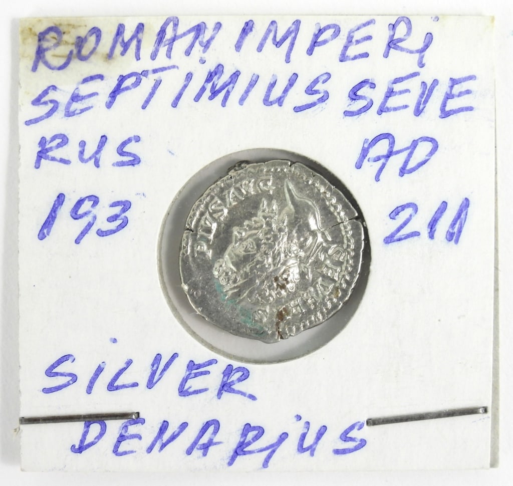 Silver Imperial Roman Denarius Coin: Silver Imperial Roman Denarius coin.