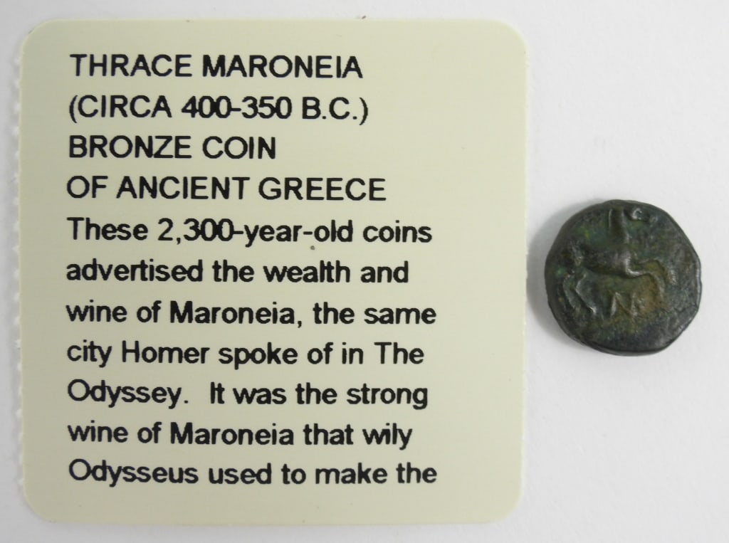 Maroneia Thrace Ancient Greek Bronze Coin: Maroneia, Thrace, ancient Greek bronze coin, circa 400-350 BCE.
