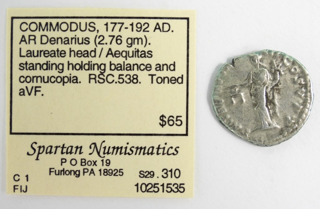 Roman Silver Emperor Commodus Denarius Coin - 2