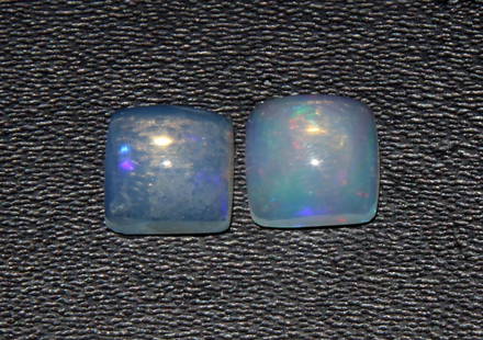 Gorgeous Natural Ethiopian Opal 2 Pcs - 1.62 Cts: Gemstone : Natural OpalShape and cut : Square CabochonWeight : 1.62 CaratsMeasurements : 6.43-6.40x3.53 mm, 6x6 mmColor : WhiteNumber of Stone : 2Transparency : TranslucentTreatment : No