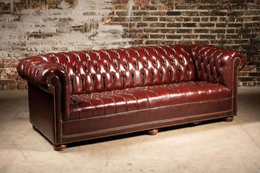 Vintage Tufted Chesterfield Sofa in Burgundy (1 of 6)