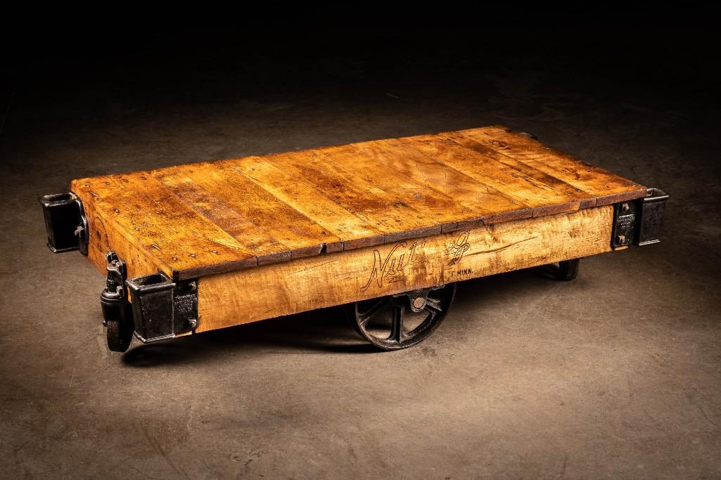 Antique Industrial Factory Cart Coffee Table Auction