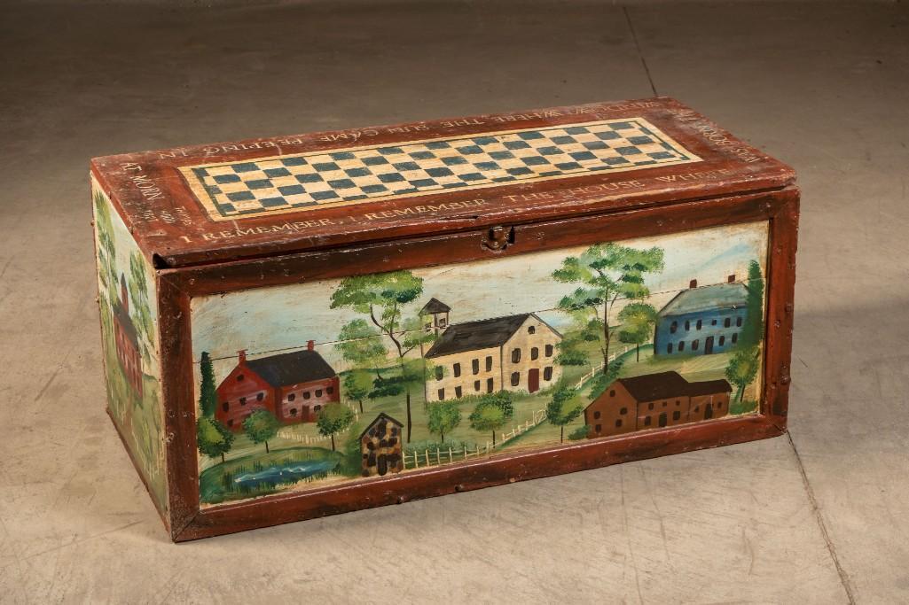 Vintage Painted Wooden Blanket Chest (1 of 4)