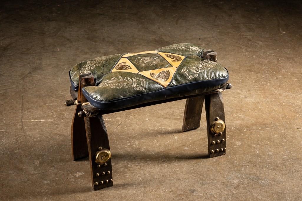 Peruvian Leather Egyptian Revival Saddle Stool (1 of 5)