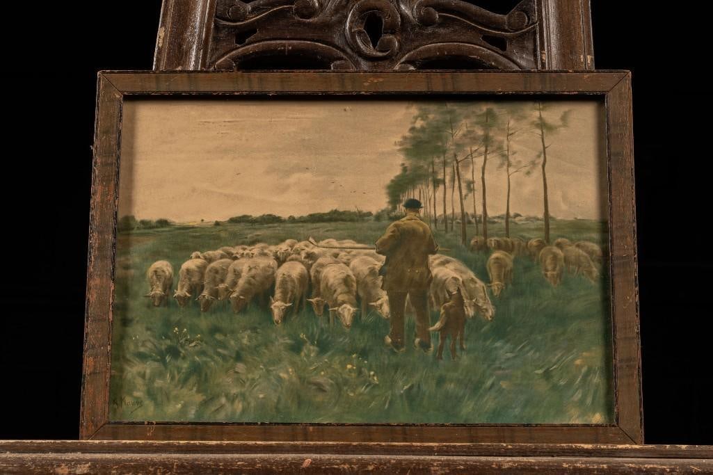 Vintage Shepherd with Sheep, Framed Print (1 of 2)