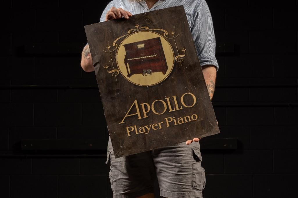 Antique Apollo Player Piano Tin Advertising Sign (1 of 4)