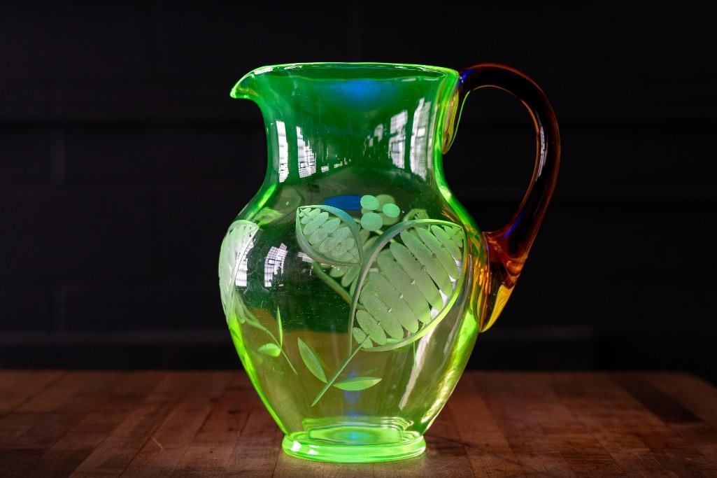 Vintage Uranium Glass Pitcher (1 of 4)