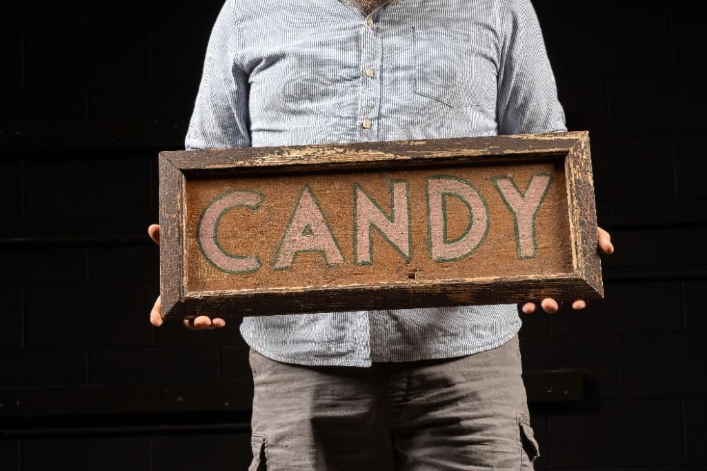 Antique Primitive Wooden Candy Trade Sign (1 of 4)