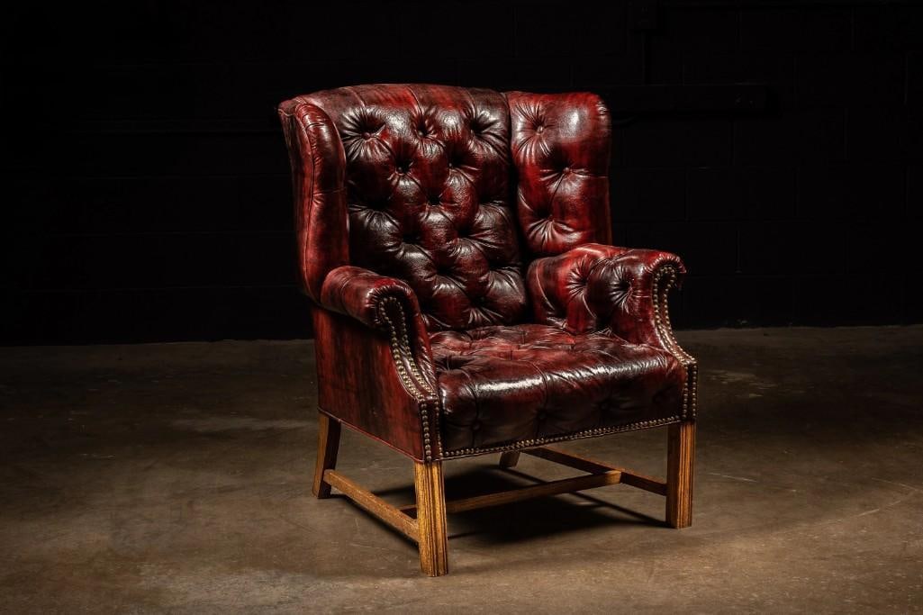 Vintage Oxblood Chesterfield Wingback Chair (1 of 7)