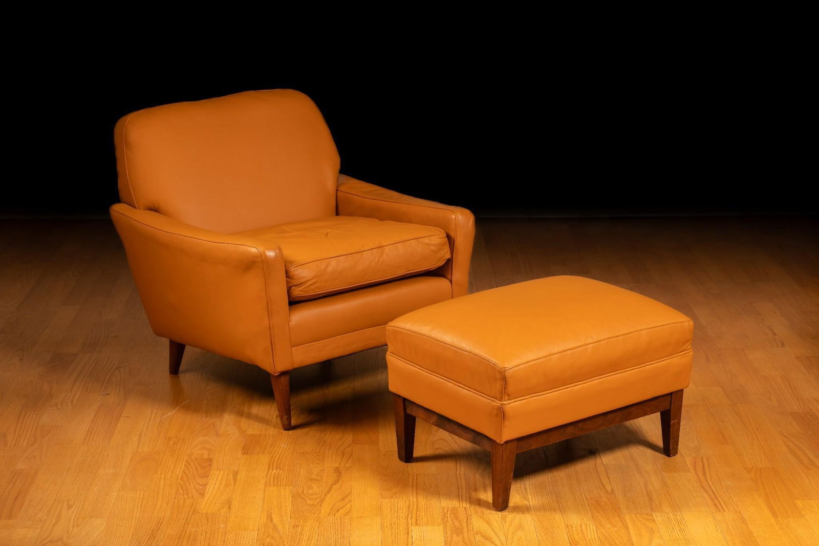 Danish Modern Chair with Custom Upholstery, Ottoman (1 of 6)