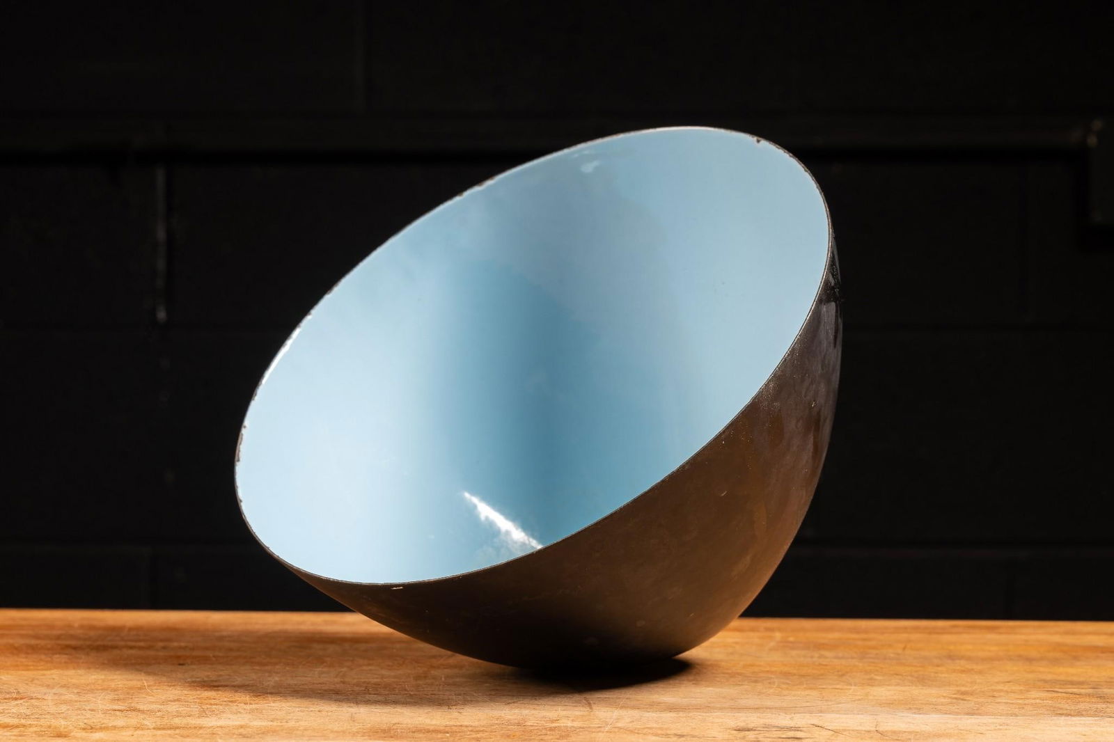 Modern Danish Enameled Serving Bowl in Blue by Krenit (1 of 7)