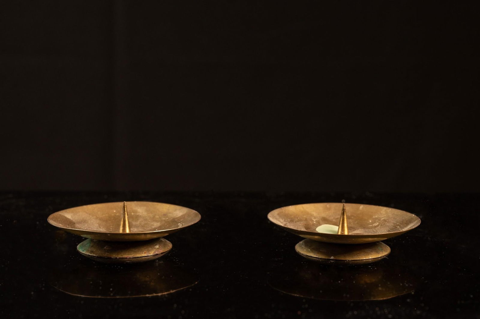 Pair of Vintage Brass Candle Trays (1 of 2)