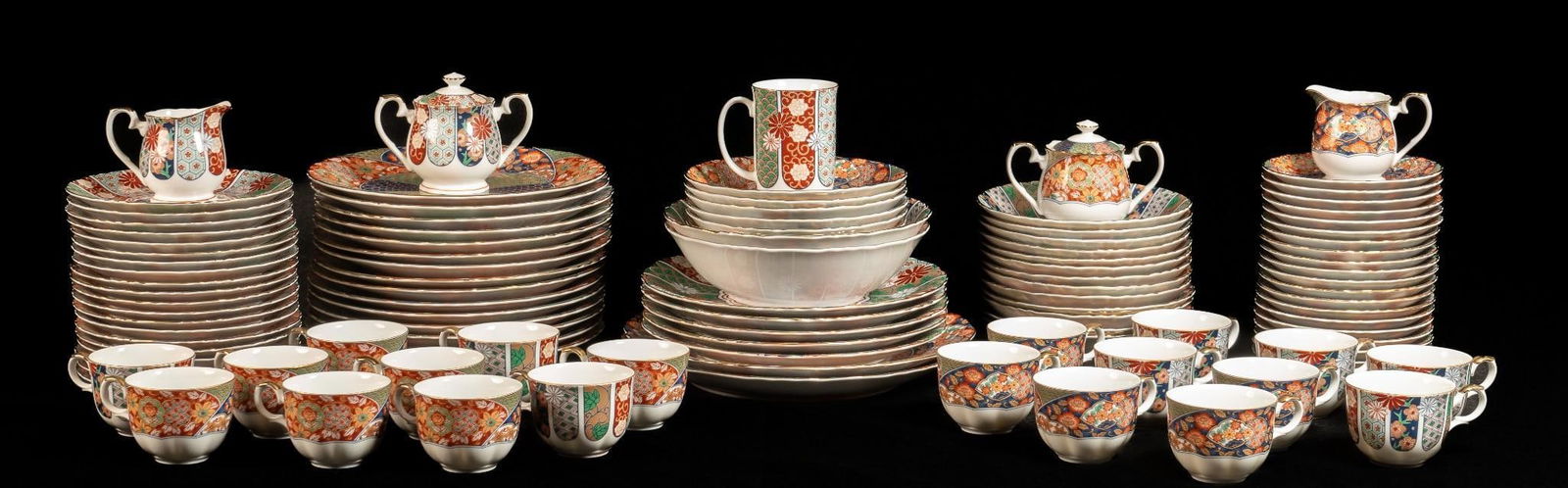 Gilt and Floral Print China Dinner Service Set for 20 (1 of 11)