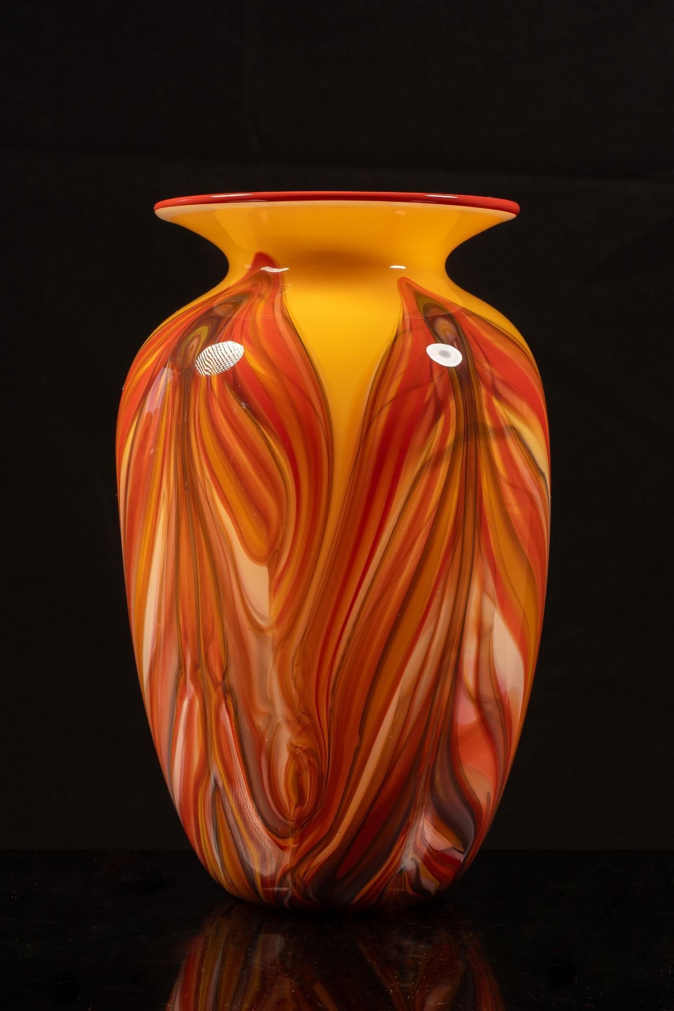 Large Hand-Blown Art Glass Vase, Signed (1 of 5)