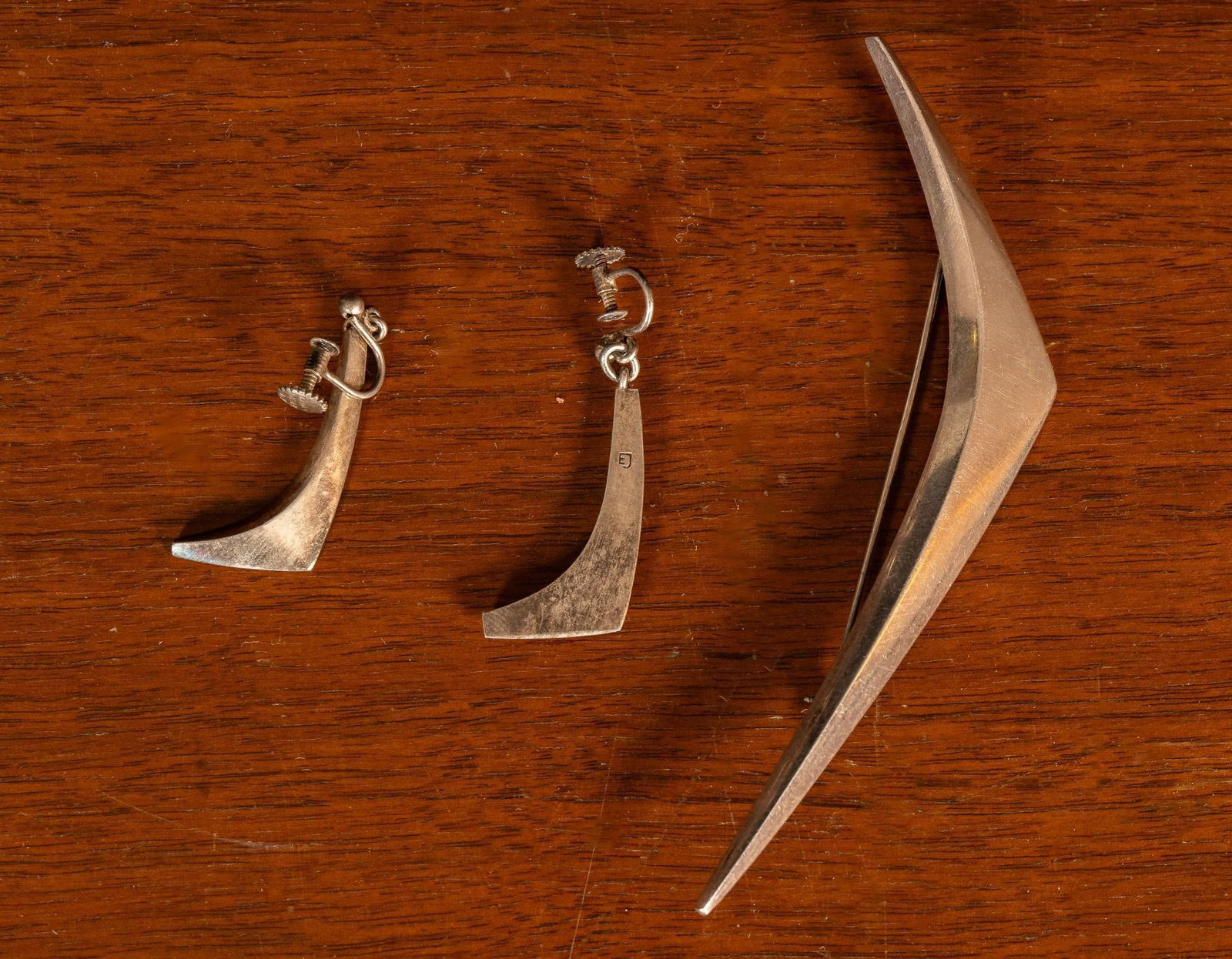 Vintage Danish Sterling Brooch with Matching Earrings (1 of 2)