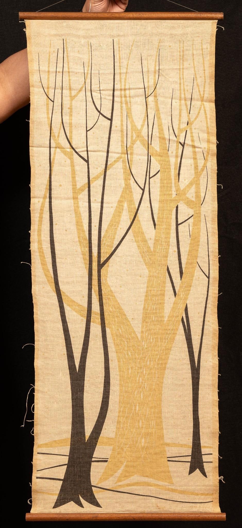 Vintage Fabric Tapestry with Teak Dowels (1 of 4)