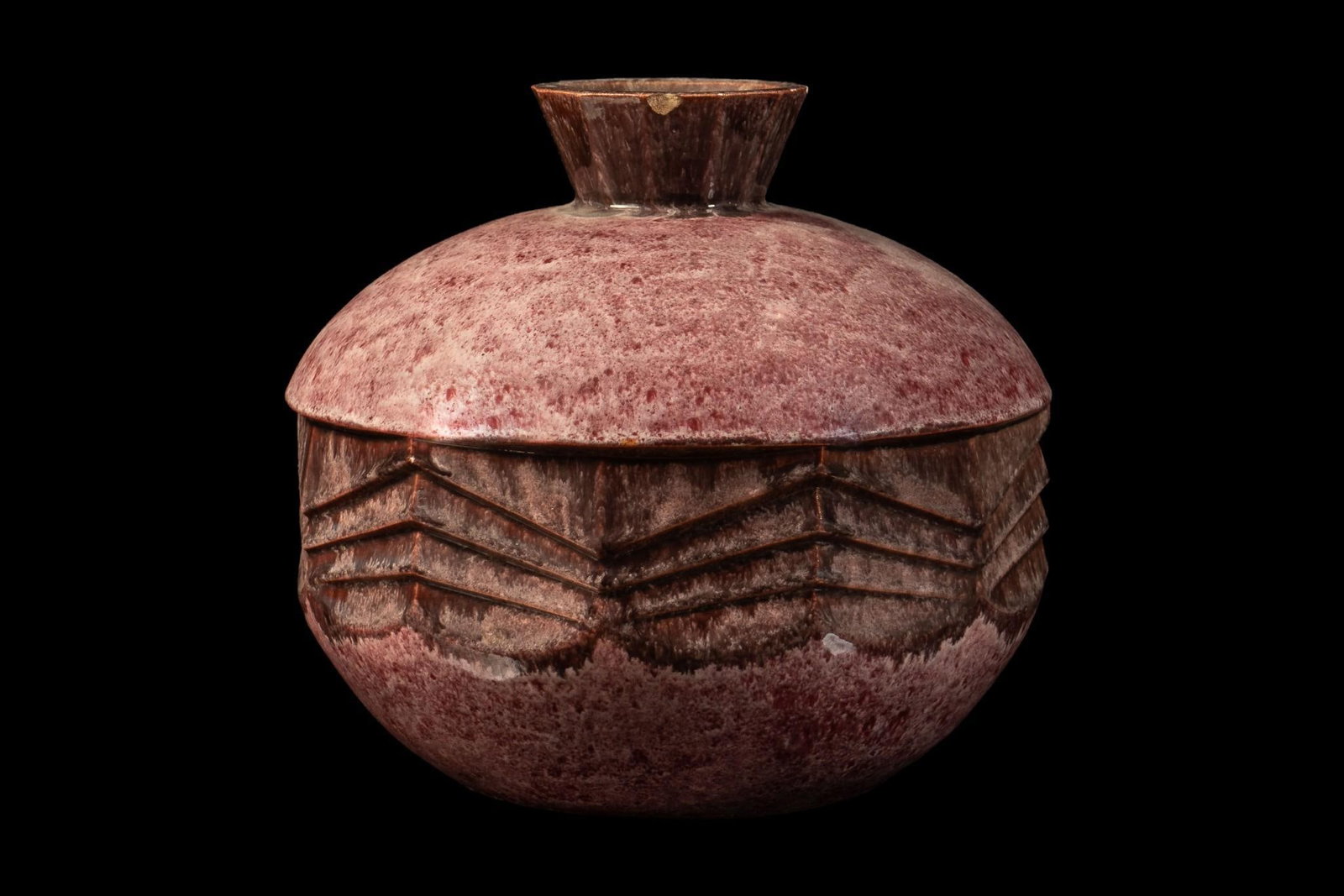 French Art Deco-Inspired Ceramic Studio Vessel by Andre Fau in Purple (1 of 6)