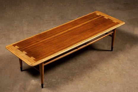 MCM Lane Walnut Coffee Table: c. Mid-1960s; Lane Furniture Co. - Altavista, VA Mid-century modern walnut coffee table from Lane's "Acclaim" line of furniture. This piece boasts beautiful wood grain one can only get fro