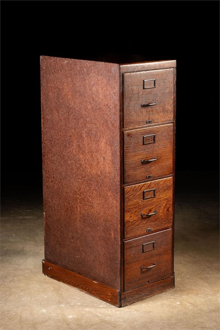 Antique Oak File Cabinet with Japanned Hardware (1 of 17)
