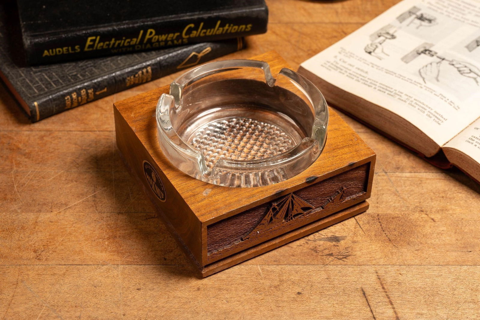 Nautical-Themed American Walnut Ashtray (1 of 3)