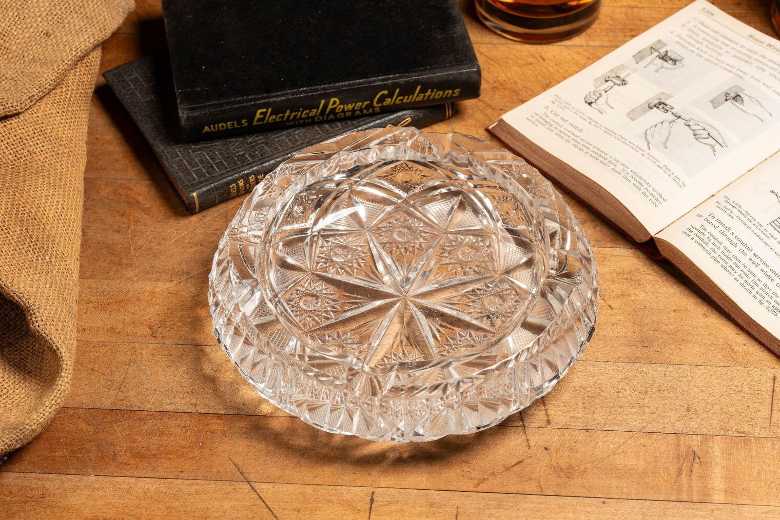 Large Heavy Cut Crystal Ashtray (1 of 3)