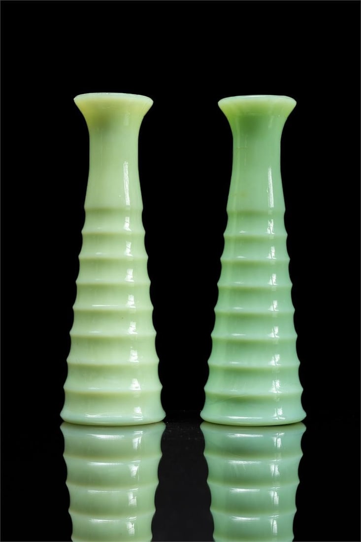 Pair of Jadeite Candlestick Holders by Jeannette 4 (1 of 4)
