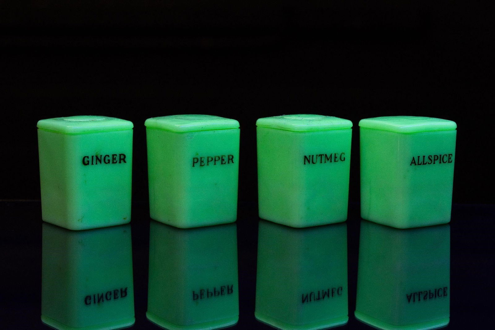 Set Of Four Jadeite Lidded Spice Jars (1 of 4)