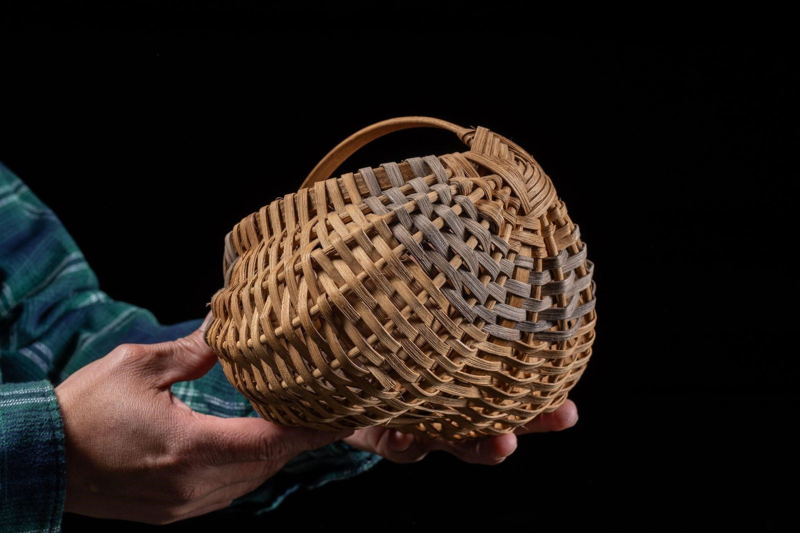 Handmade Hanging Wicker Basket, Signed (1 of 6)