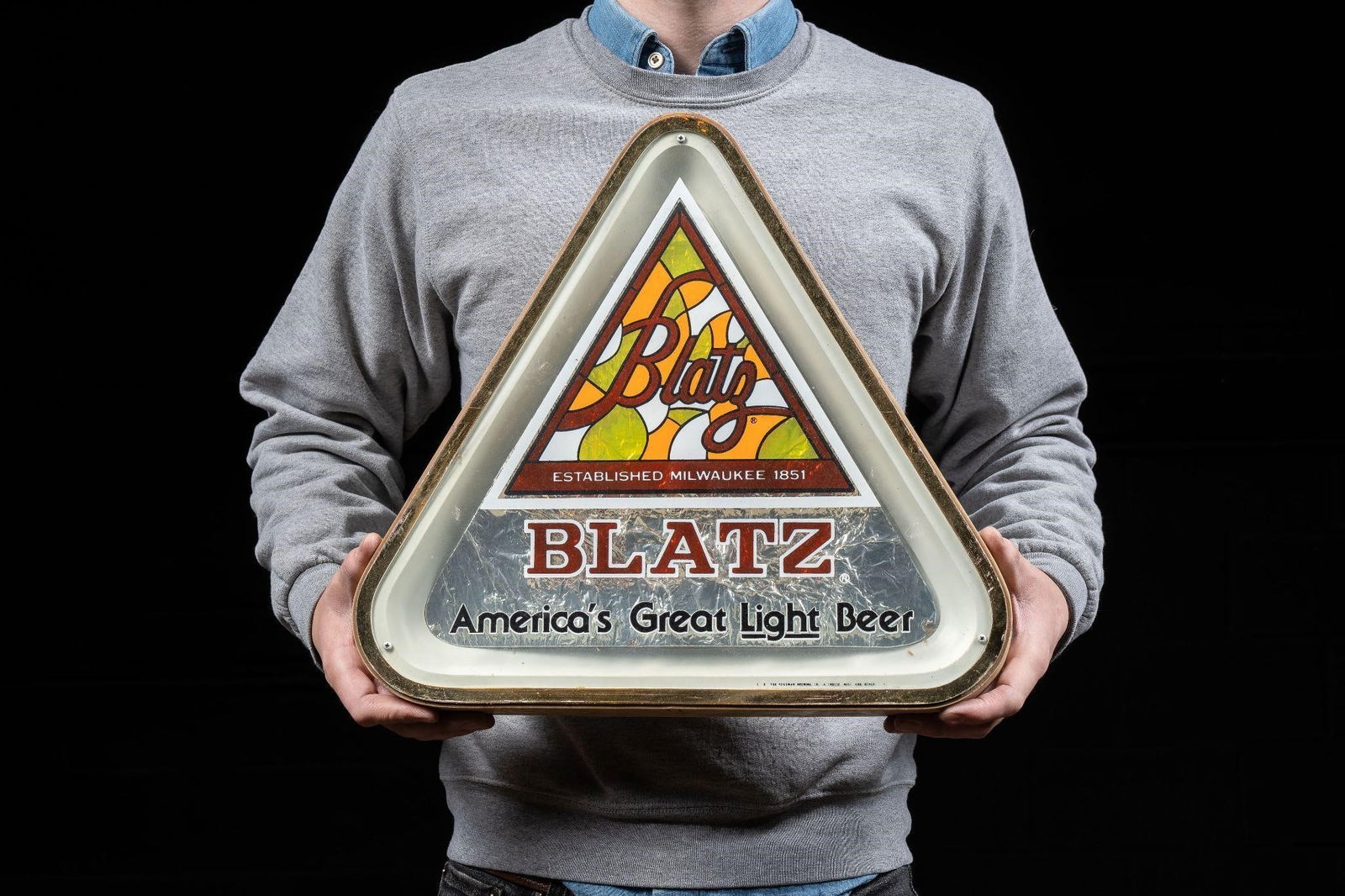 1980 Blatz "America's Great" Plastic Triangle Sign (1 of 5)
