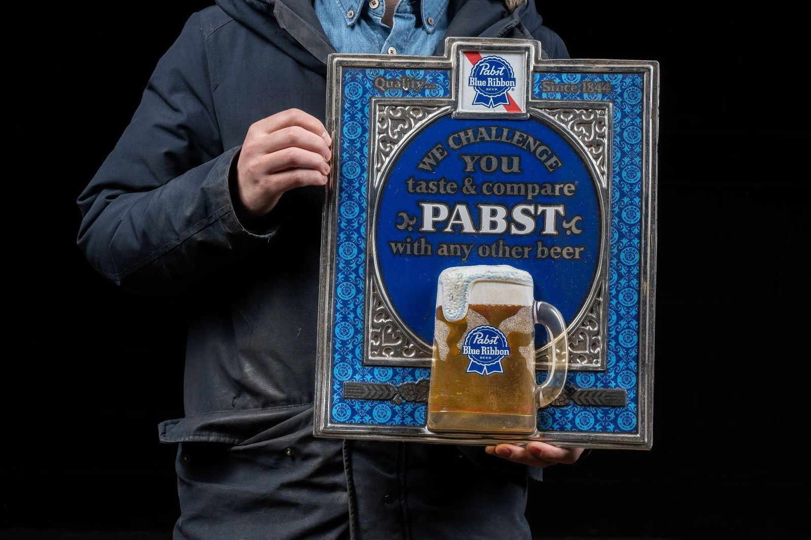 70sPabst Blue Ribbon パブスト　ブルーリボン　サインウッド Vintage Pbr Pabst Blue Ribbon Beer Wood Advertising Sign