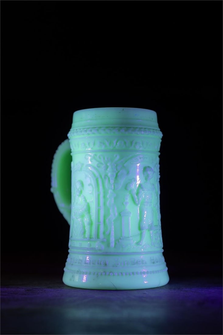 Westmoreland Greentown Uranium Custard Glass Stein (1 of 9)