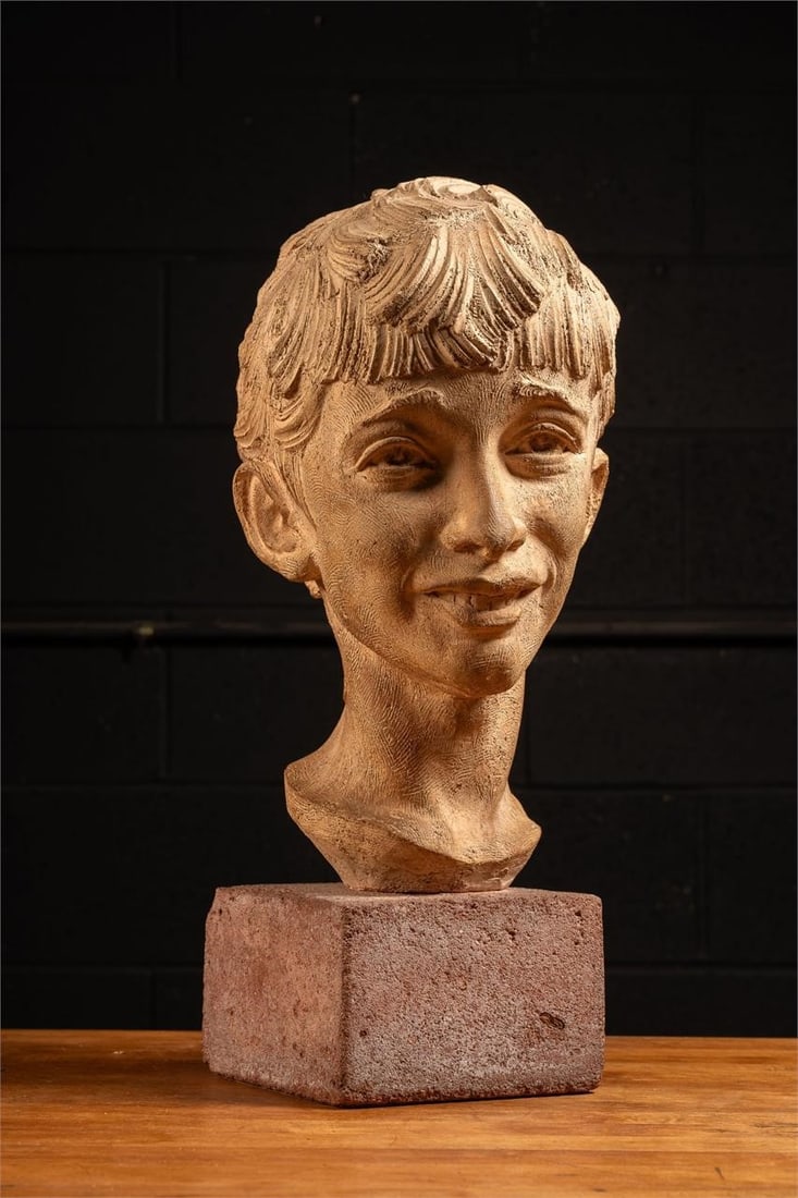 Vintage Stone Boy's Head Sculpture by Parducci (1 of 6)