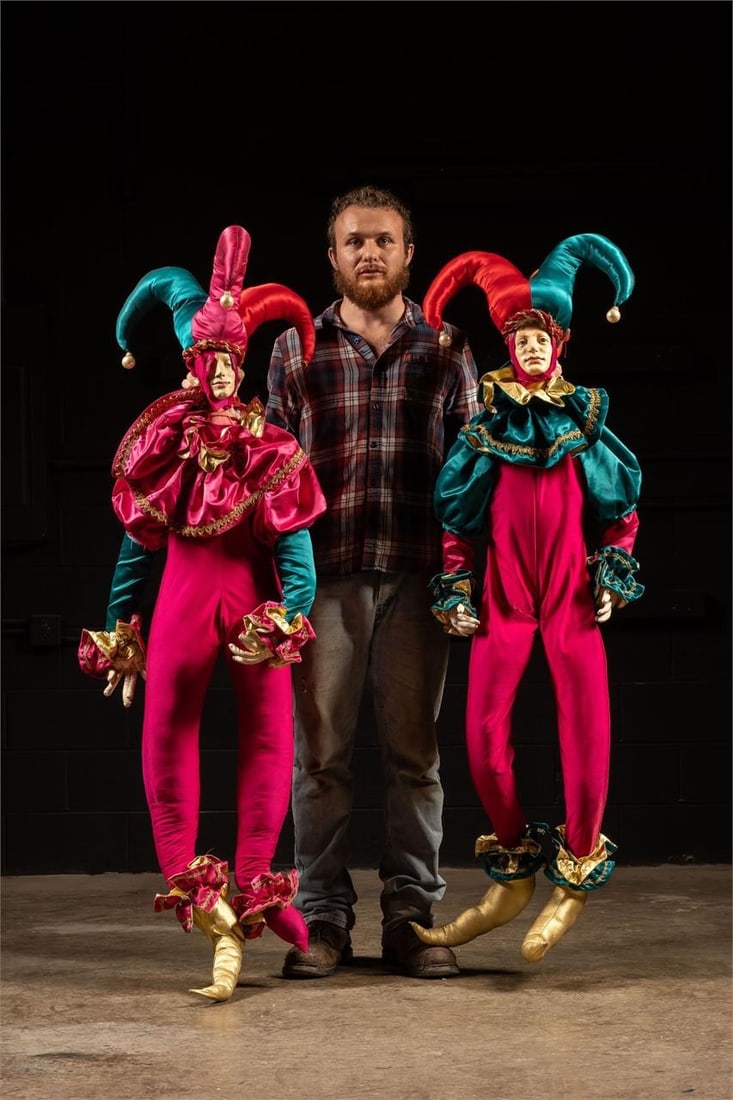 Oversized Satin-Clad Mardi Gras Jester Figures (1 of 6)