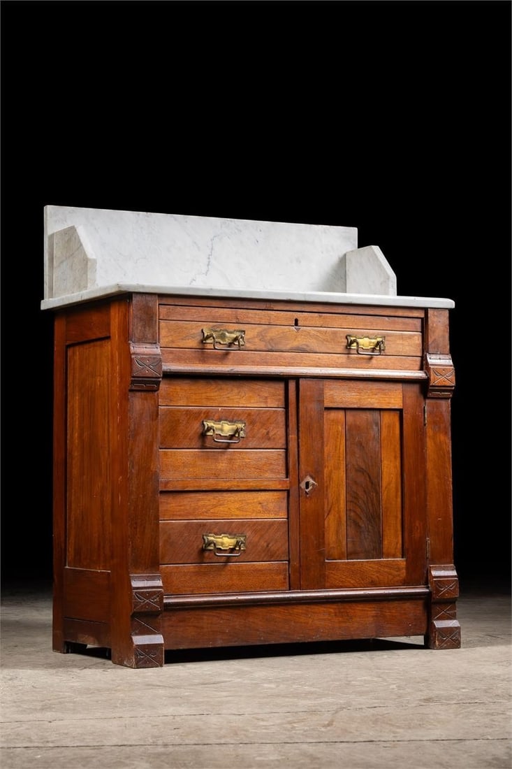 c.1890 Eastlake Victorian Wash Stand w/ Marble Top (1 of 12)