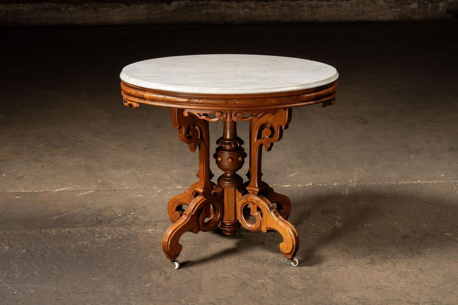 Victorian Eastlake Marble-Top Parlor Table (1 of 9)