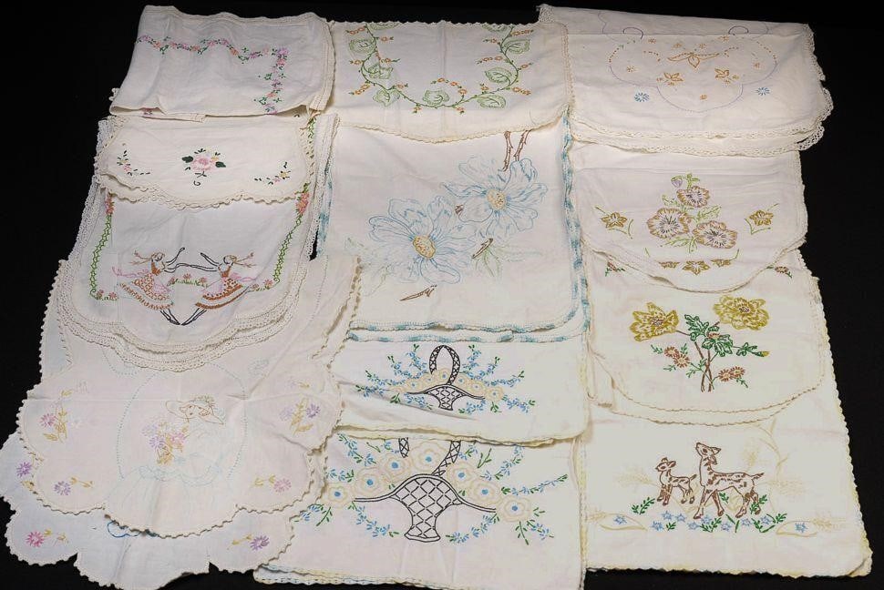 Lot: 12 Hand-Embroidered Table and Dresser Runners (1 of 7)
