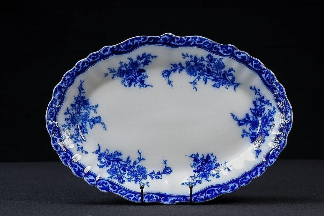 Victorian Flow Blue Alcock Oval Platter (1 of 5)