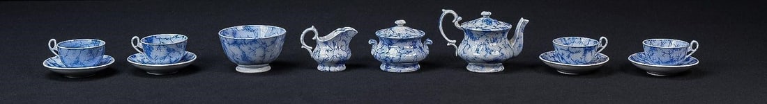 Early 19th C. Mintons Child's Flow Blue Tea Set (1 of 10)