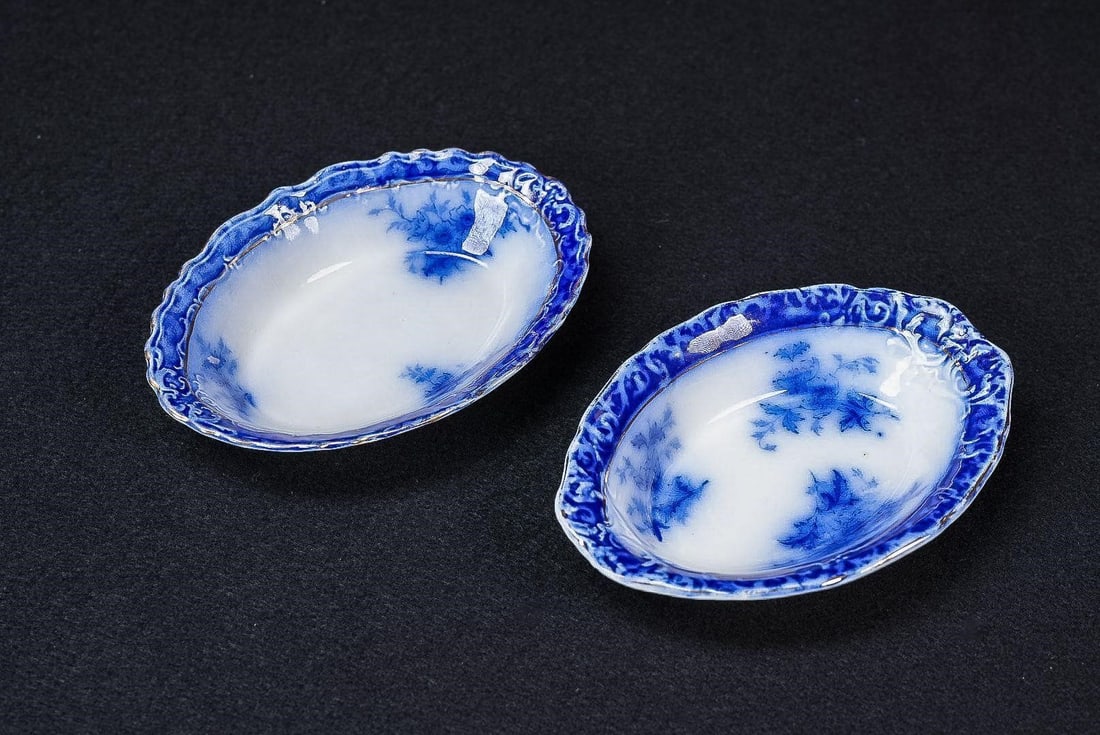 Pair of Flow Blue "Touraine" Alcock Vegetables (1 of 5)